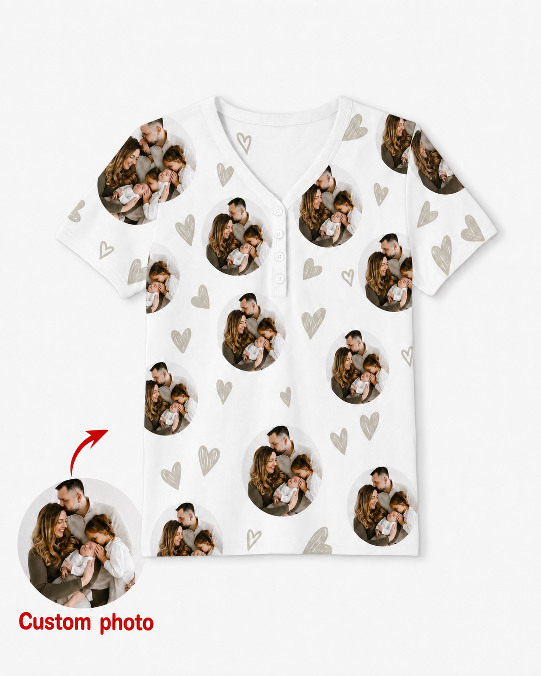 Custom Face All Over Print Bamboo Women Short Sleeve Short Pajama Set