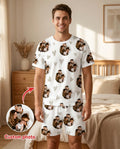 Custom Face All Over Print Bamboo Men Short Sleeve Short Pajama Set