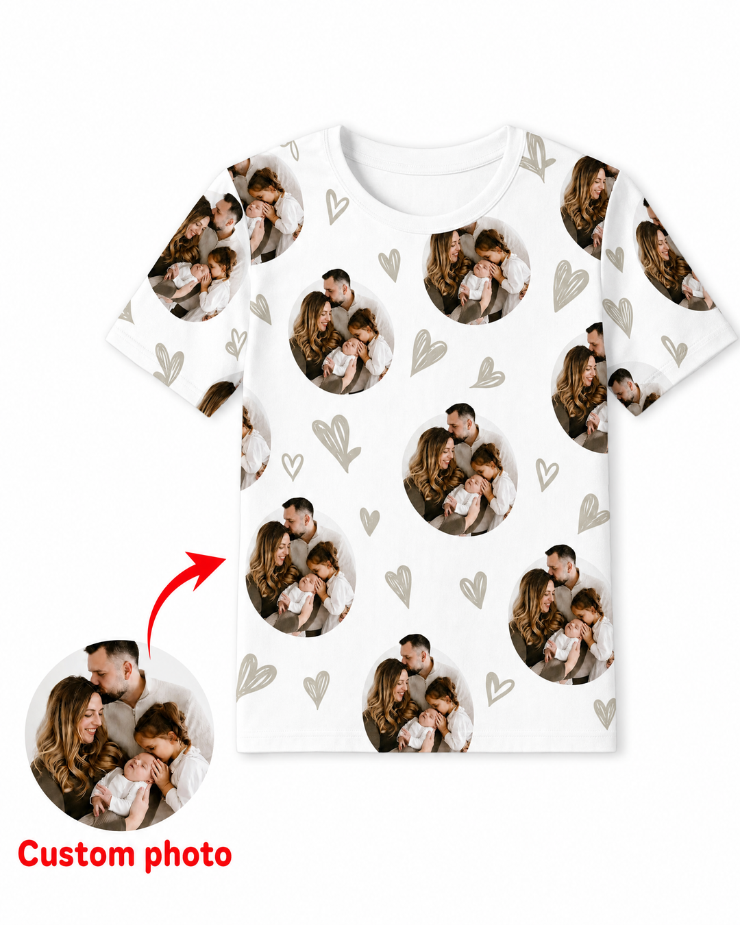 Custom Face All Over Print Bamboo Men Short Sleeve Short Pajama Set