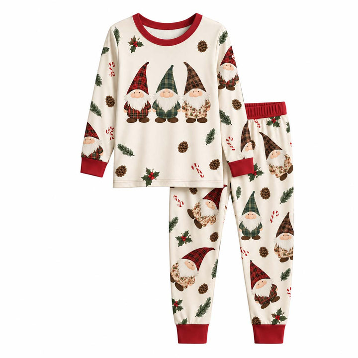 Tartan Christmas Gnomes Bamboo Two Piece Long Sleeve Pajama Set