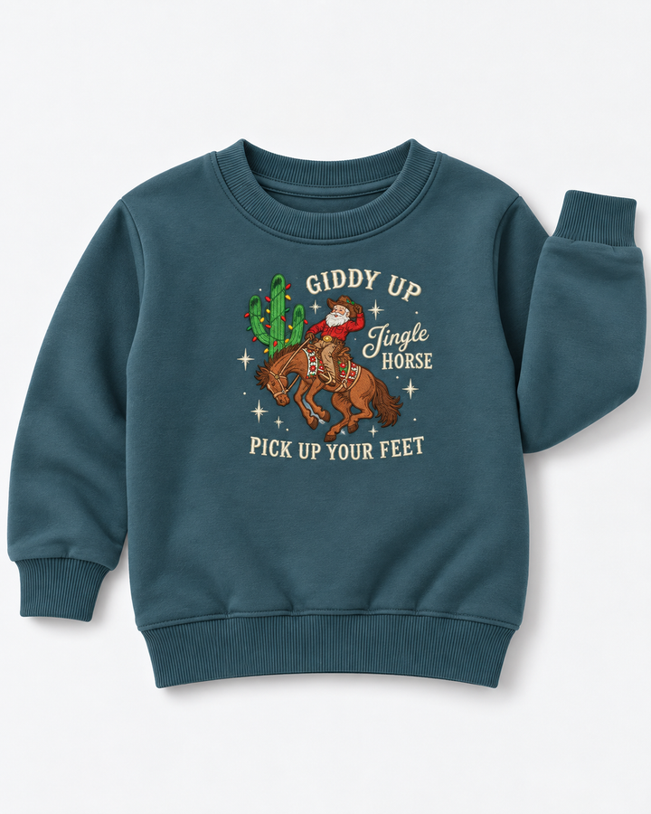 Jingle Horse Embroidered Bamboo Crewneck Sweatshirt