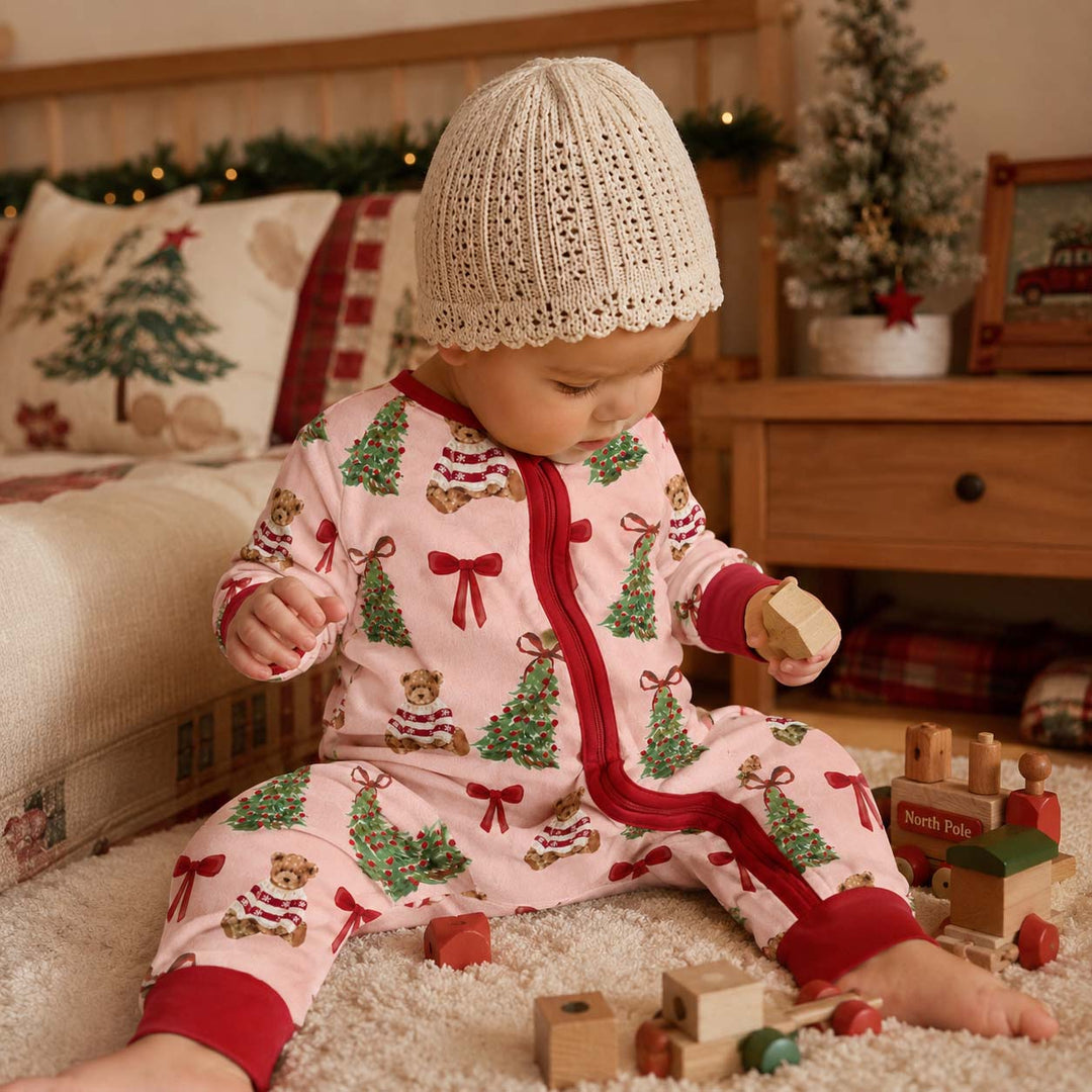 Teddy Bear Christmas Trees and Bows Bamboo Convertible Zippy
