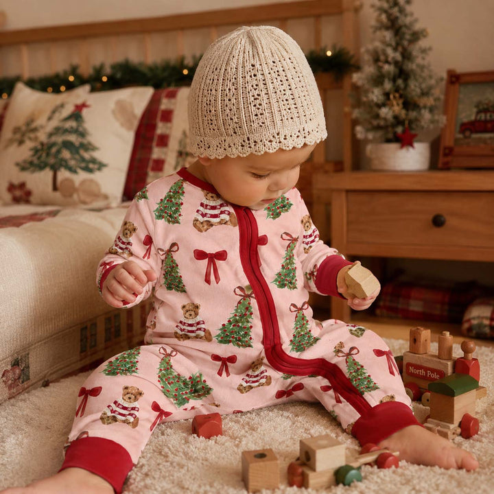 Teddy Bear Christmas Trees and Bows Bamboo Convertible Zippy