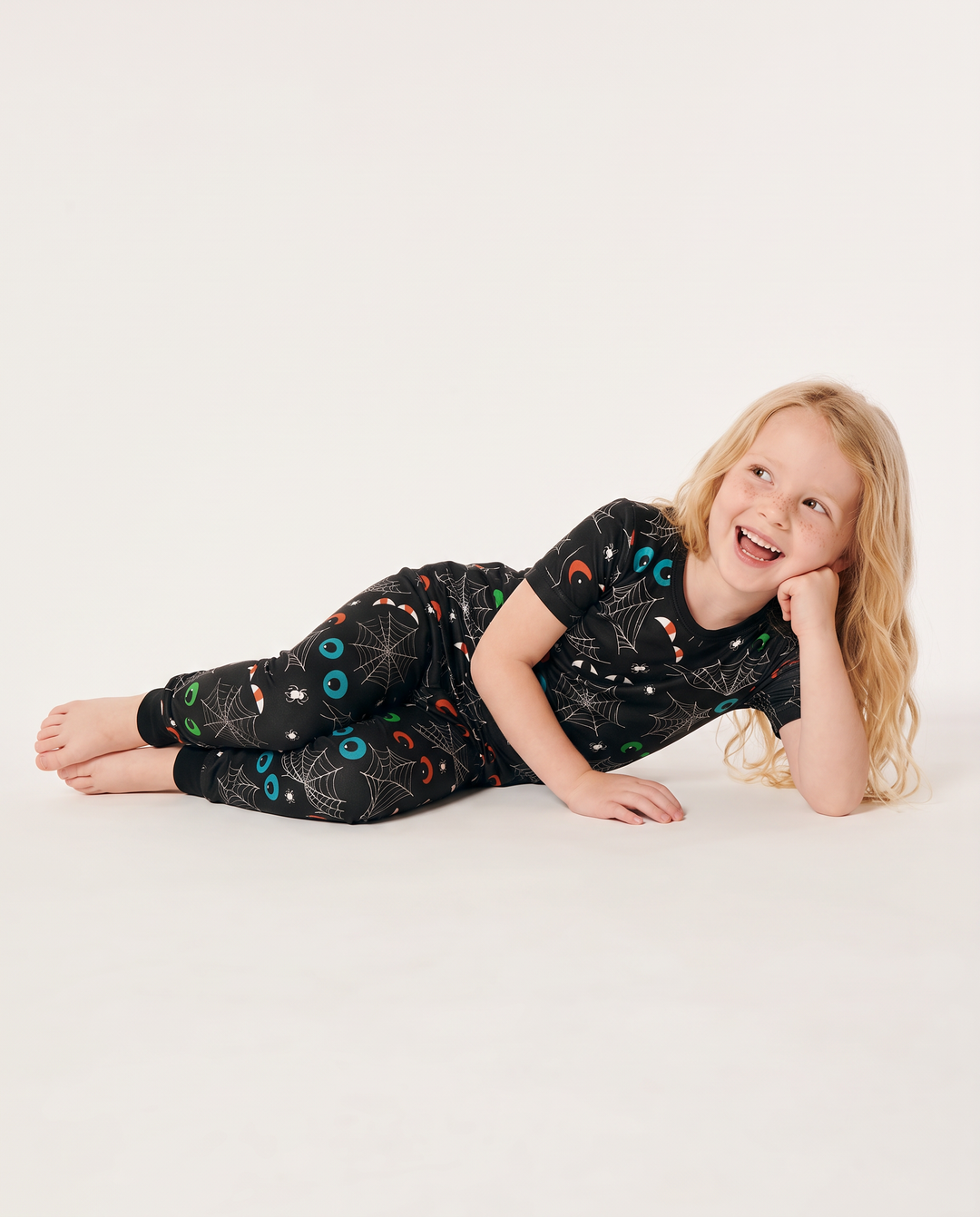 Glow In The Dark Creepy Spiderweb Bamboo Two Piece Short Sleeve Pyjamas Set
