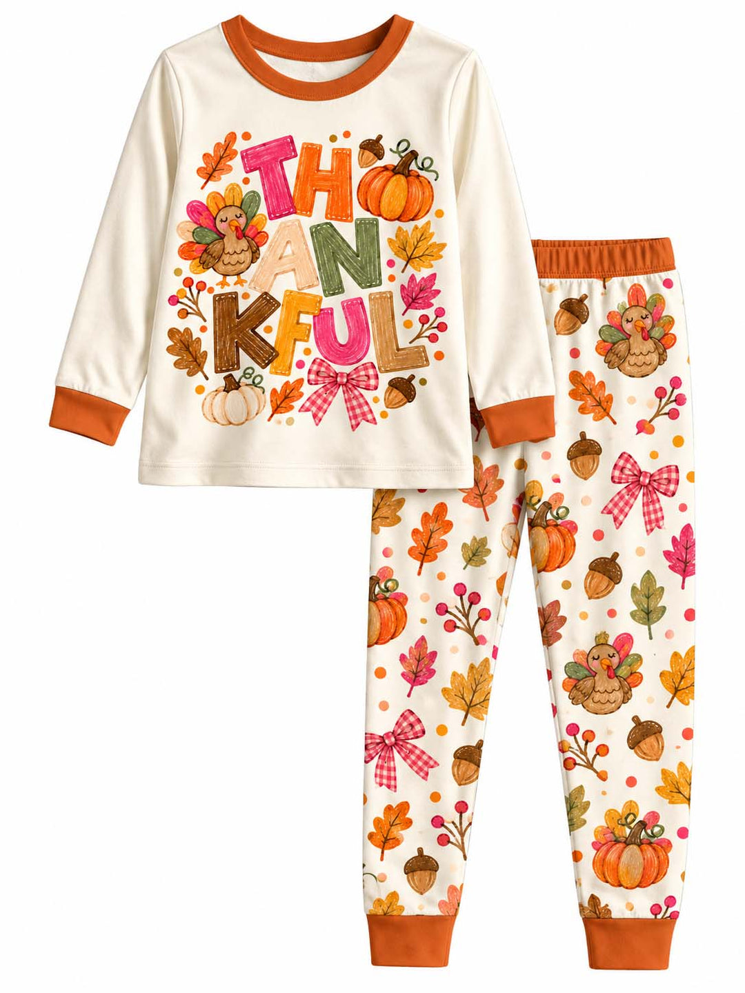 Thankful Turkey Fall Bamboo Two Piece Long Sleeve Pajama Set