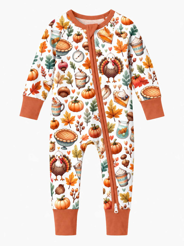 Thanksgiving Turkey Pumpkin Pie Bamboo Convertible Zippy