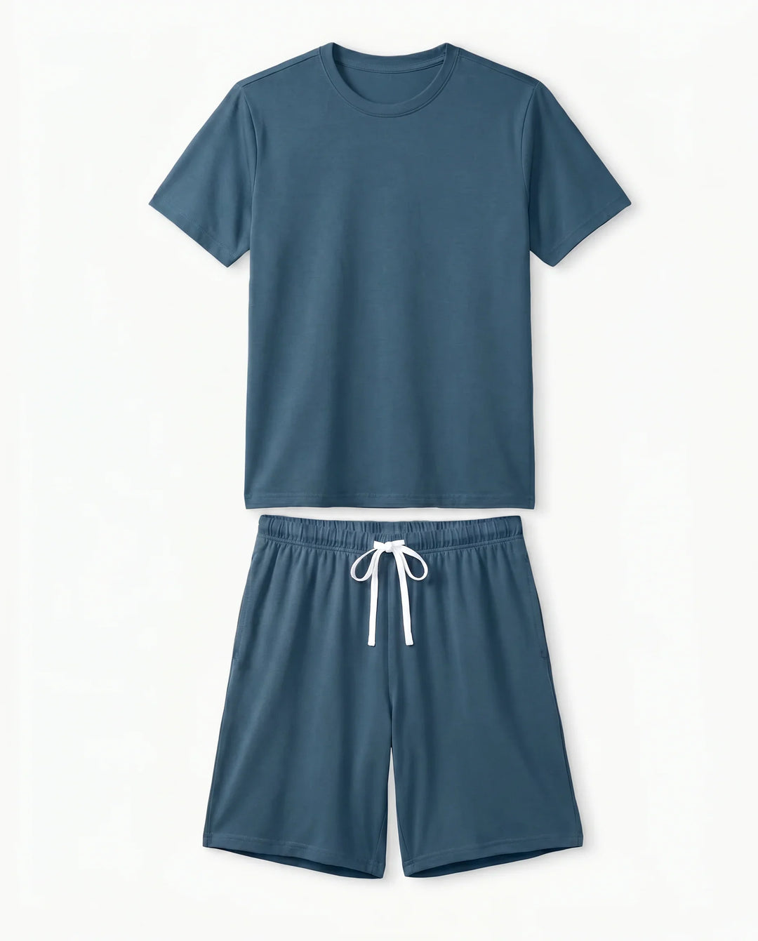 Solid Color Bamboo Men Short Sleeve Short Pajama Set