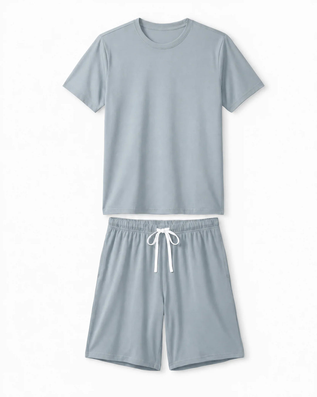 Solid Color Bamboo Men Short Sleeve Short Pajama Set