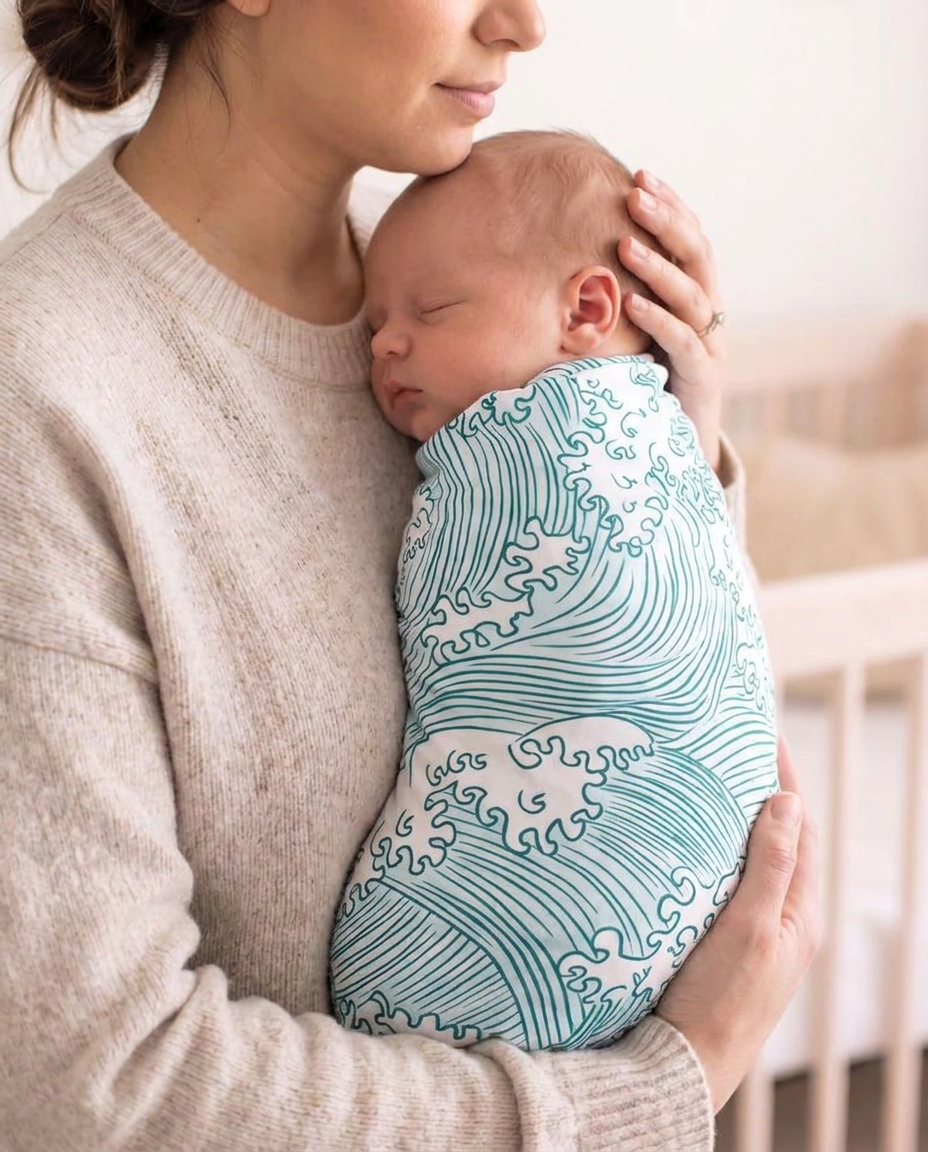 Coastal Waves Bamboo Swaddle Blanket