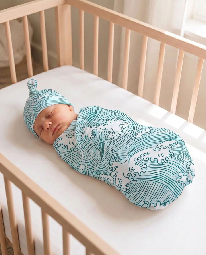 Coastal Waves Bamboo Swaddle Blanket