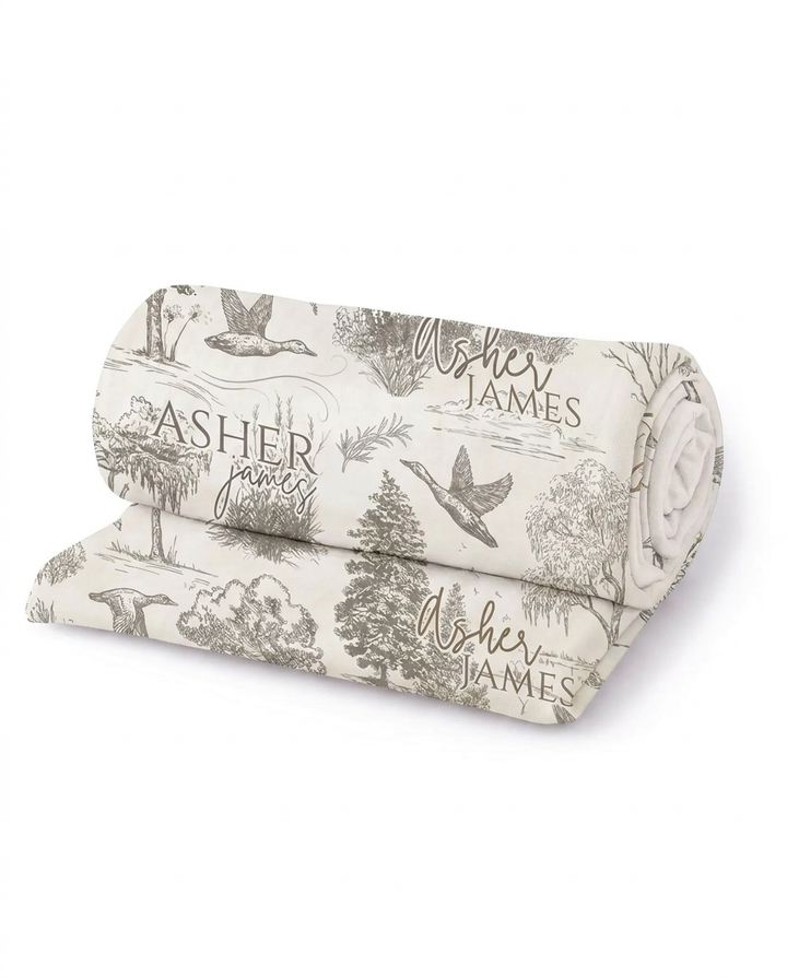 Personalized Flying Mallard Bamboo Swaddle Blanket