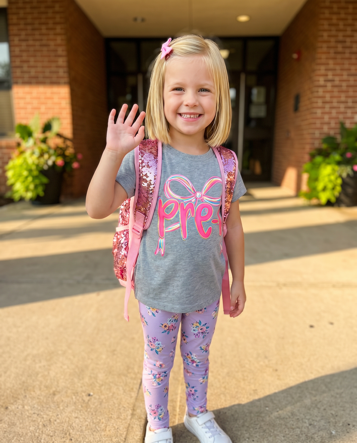 Pre-K Sweet Bow Bamboo Crewneck T-Shirt