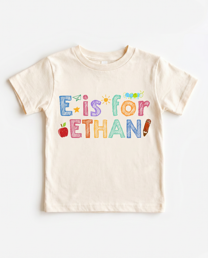 Personalized Back to School Initial Name Bamboo Crewneck T-Shirt