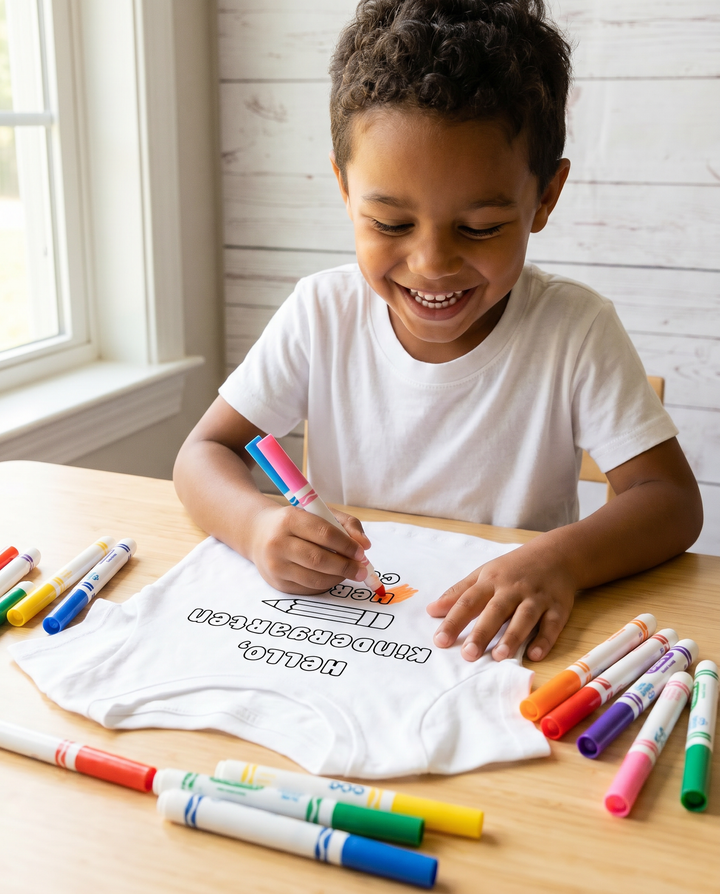Colorable Hello, Kindergarten Here I Come! Bamboo Crewneck T-Shirt