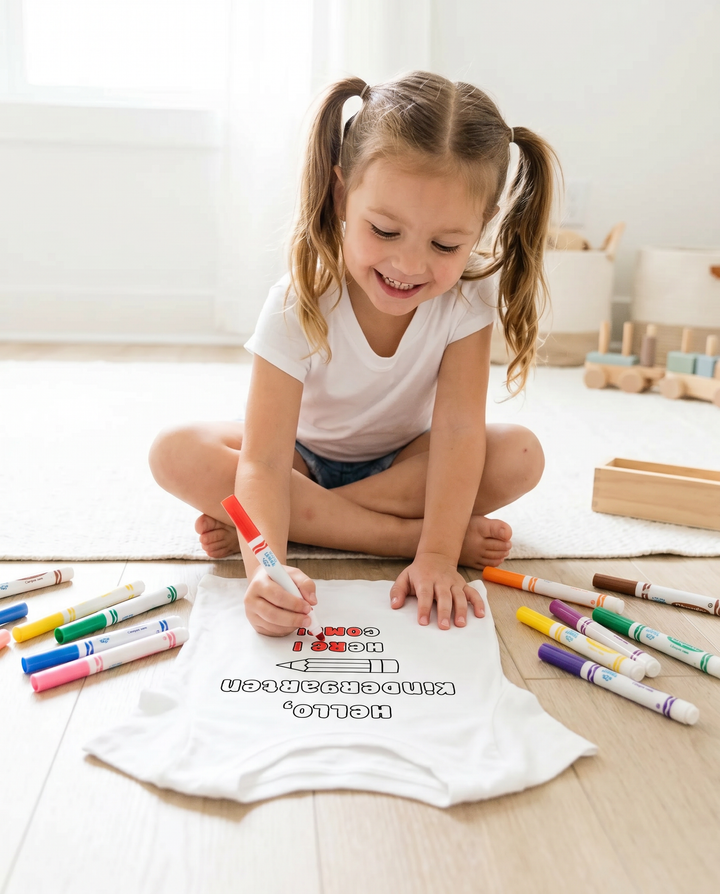 Colorable Hello, Kindergarten Here I Come! Bamboo Crewneck T-Shirt