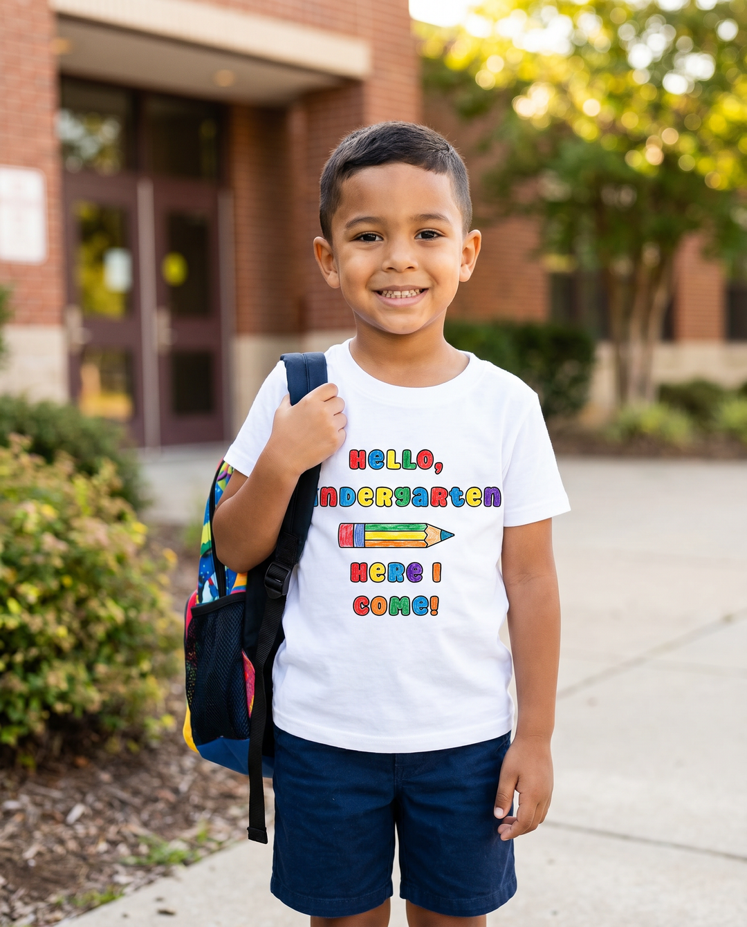 Colorable Hello, Kindergarten Here I Come! Bamboo Crewneck T-Shirt