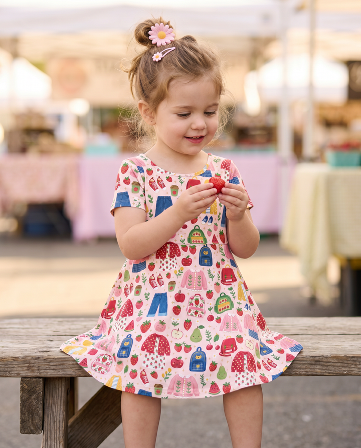 Strawberry School Style Bamboo Twirl Dress