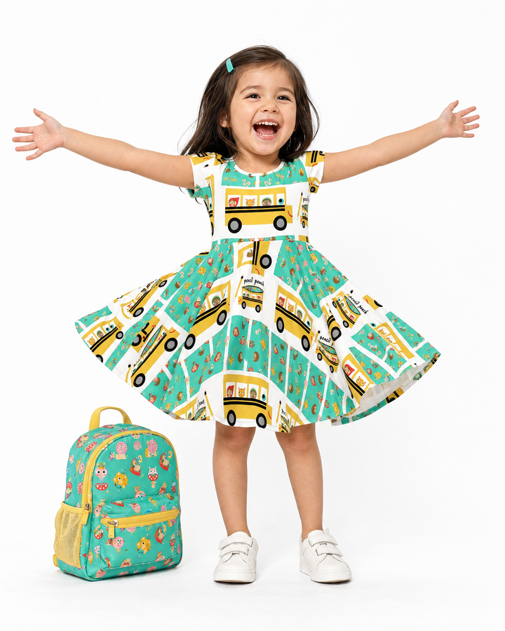 School Bus Adventures Bamboo Twirl Dress
