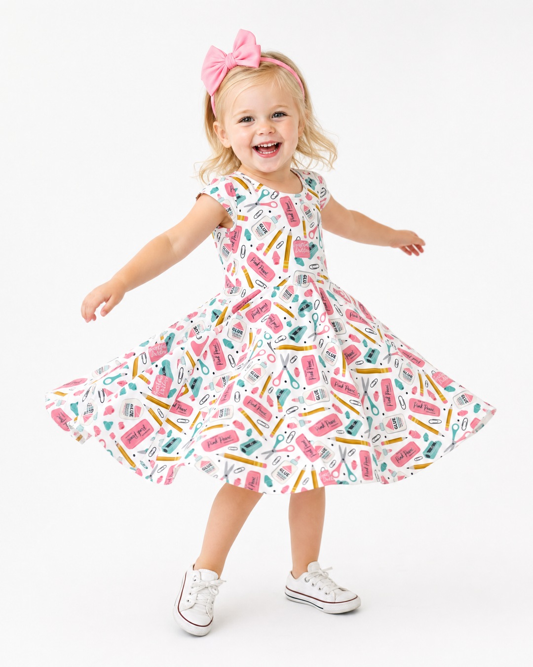 Pink Power School Supplies Bamboo Twirl Dress