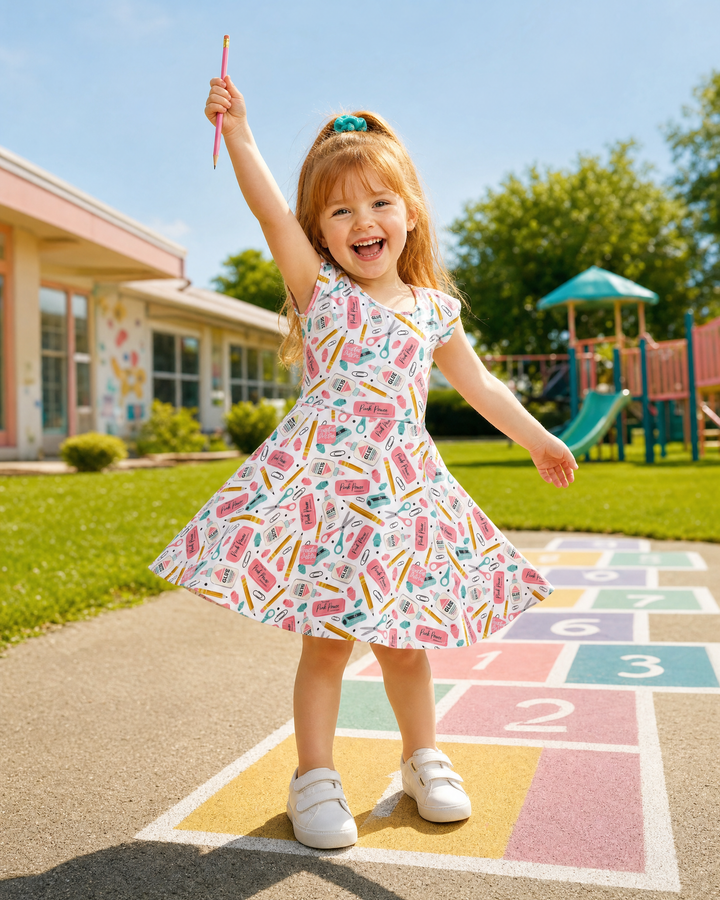Pink Power School Supplies Bamboo Twirl Dress