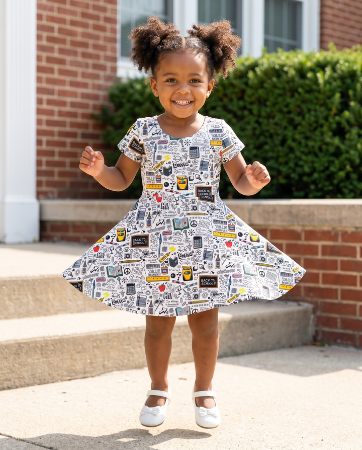 School Days Doodles Bamboo Twirl Dress
