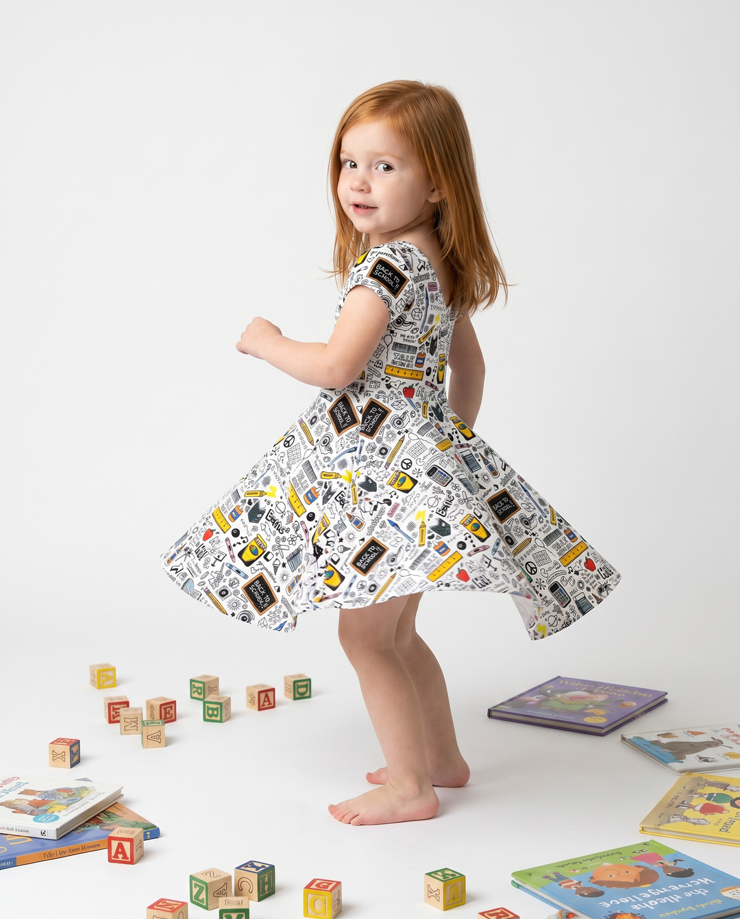 School Days Doodles Bamboo Twirl Dress