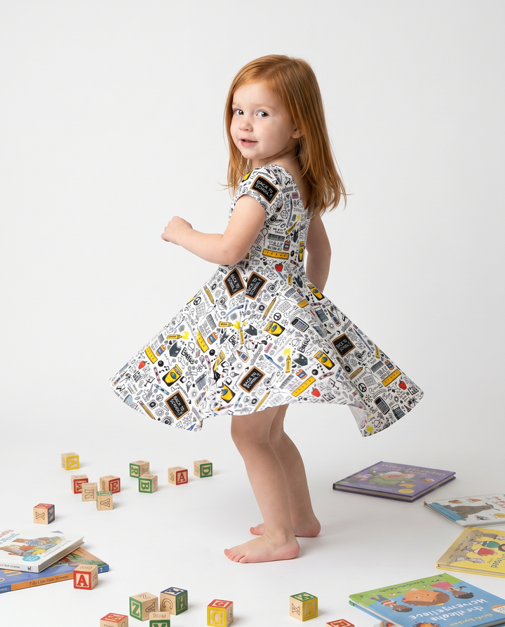 School Days Doodles Bamboo Twirl Dress