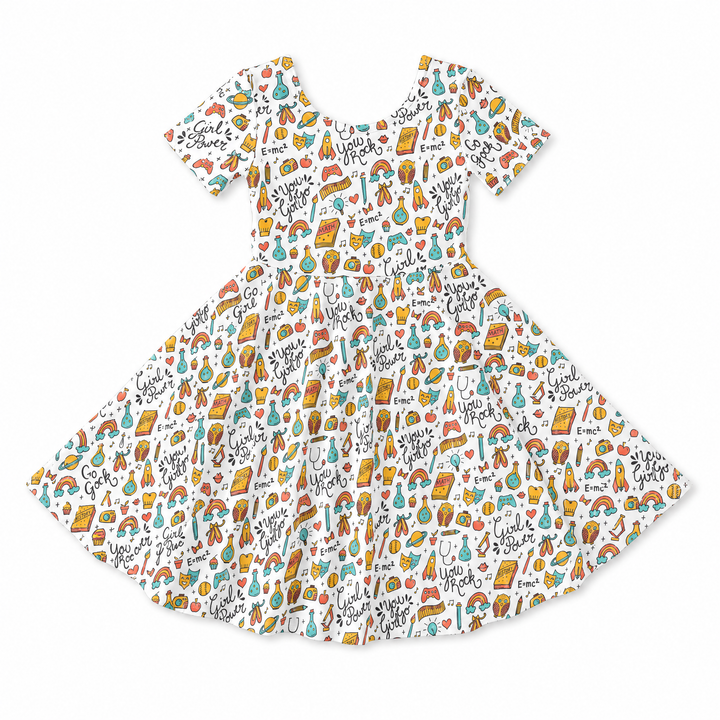 Girl Power School Doodles Bamboo Twirl Dress