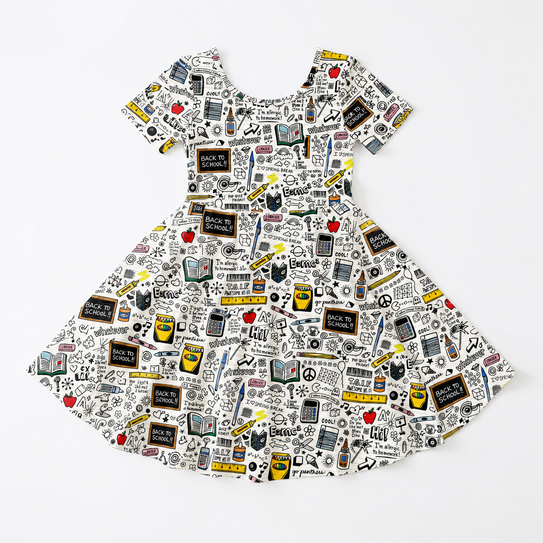 School Days Doodles Bamboo Twirl Dress