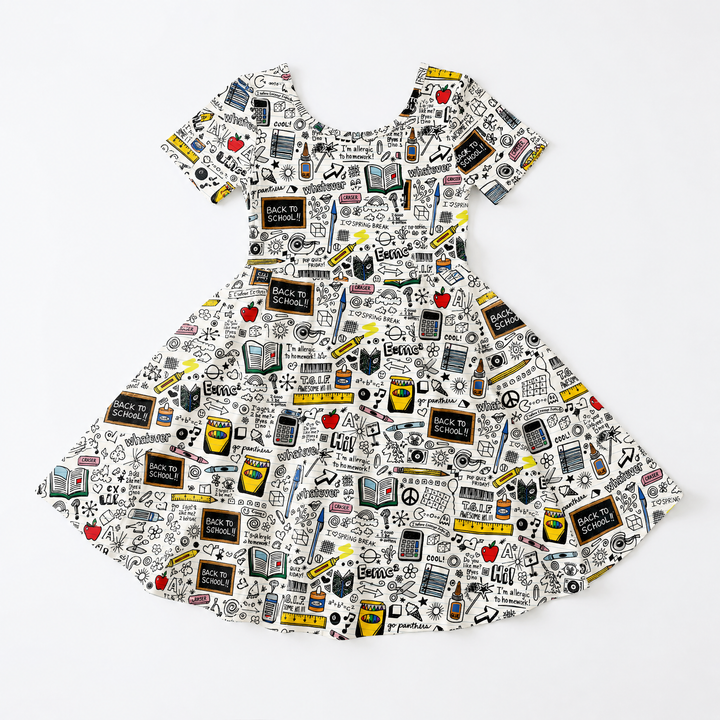 School Days Doodles Bamboo Twirl Dress