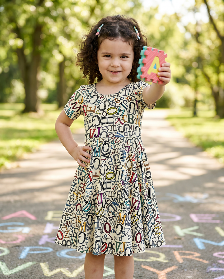 Alphabet Mix-Up Bamboo Twirl Dress