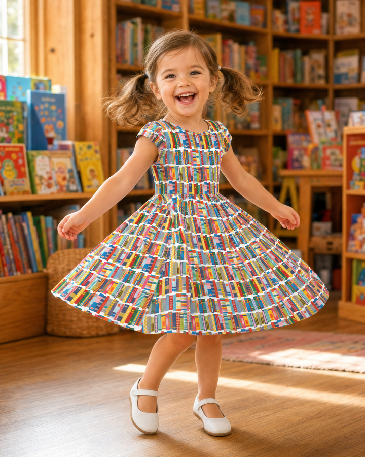 Rainbow Bookshelf Bamboo Twirl Dress
