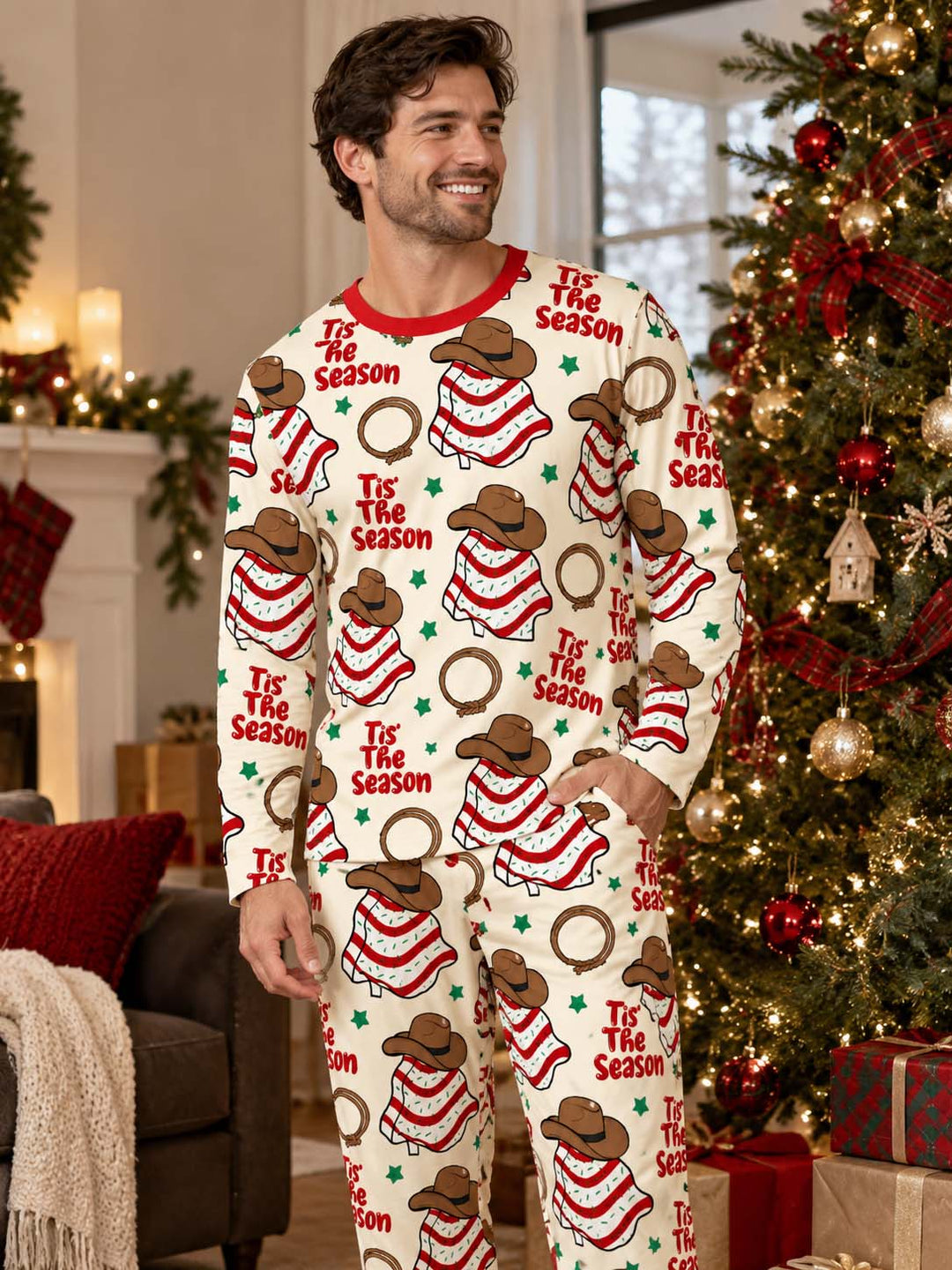Tis The Season Cowboy Christmas Bamboo Men's Pajama Set
