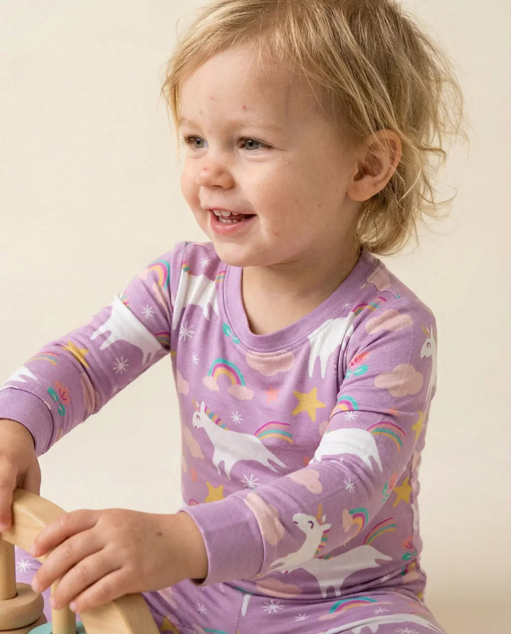 Purple Unicorns Bamboo Two Piece Pajama Set