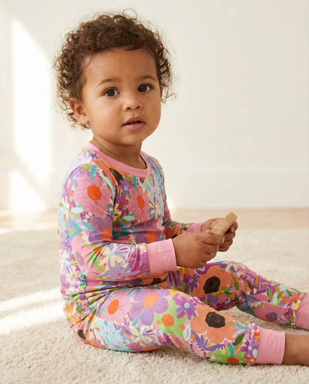 Rainbow Blooms Bamboo Two Piece Pajama Set
