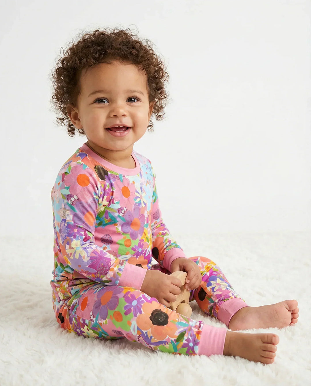 Rainbow Blooms Bamboo Two Piece Pajama Set