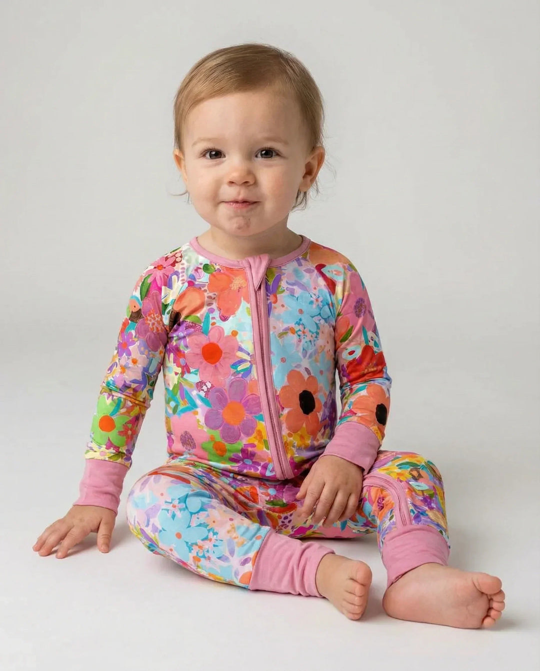 Rainbow Blooms Bamboo Convertible Zippered Romper