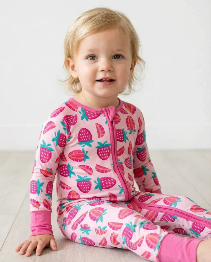 Sweet Strawberries Bamboo Convertible Zippered Romper