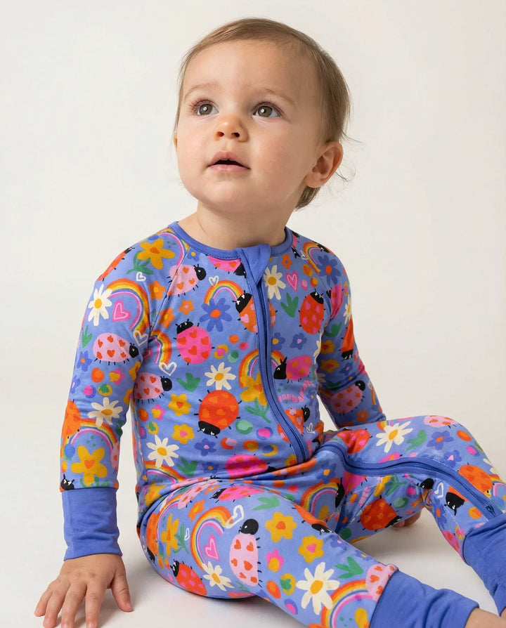 Lady Bugs Bamboo Convertible Zippered Romper