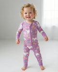 Purple Unicorns Bamboo Convertible Zippered Romper