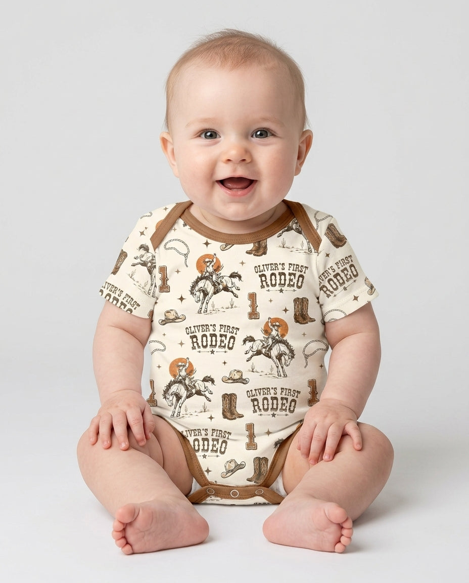 Custom Name Birthday Rodeo Bamboo Bodysuit
