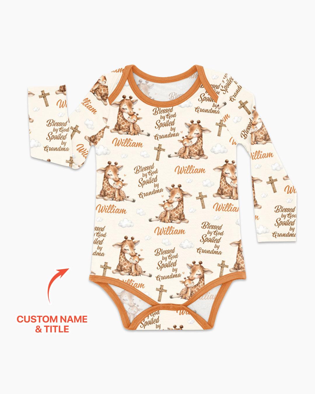 Custom Name Blessed By God Spoiled By Grandma Bamboo Bodysuit