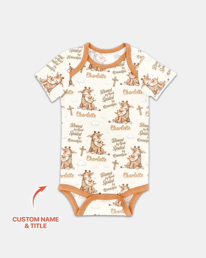 Custom Name Blessed By God Spoiled By Grandma Bamboo Bodysuit