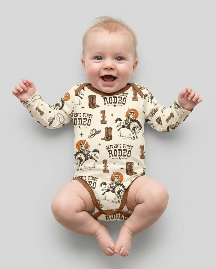 Custom Name Birthday Rodeo Bamboo Bodysuit