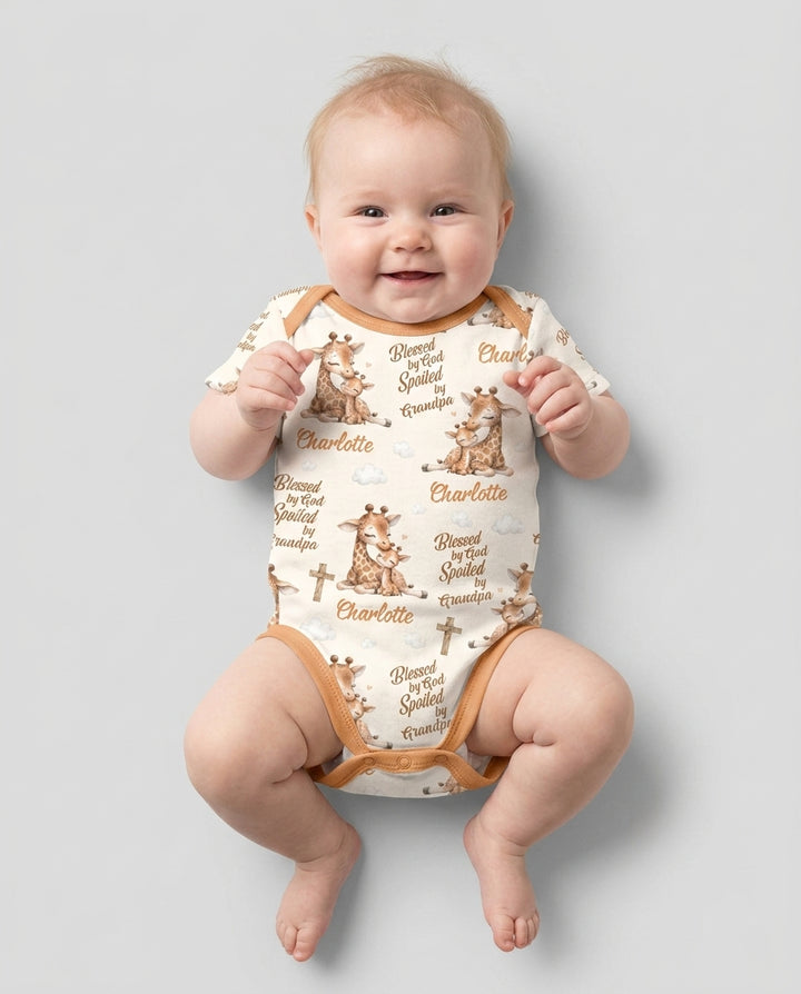 Custom Name Blessed By God Spoiled By Grandma Bamboo Bodysuit