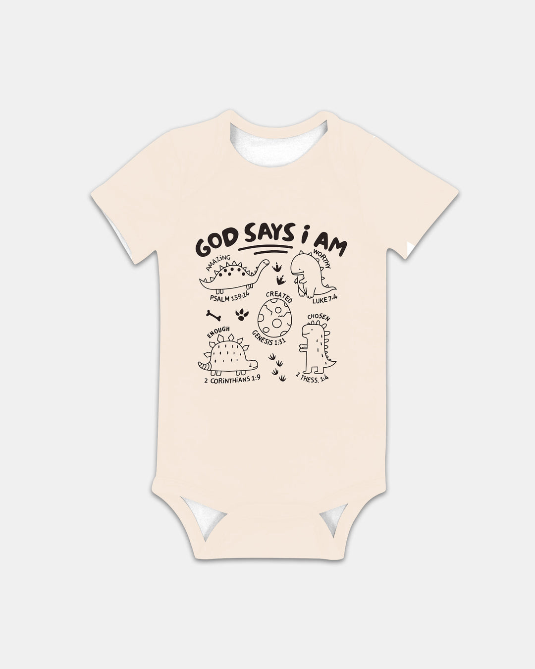 God say i am Dinosaur Bamboo Bodysuit