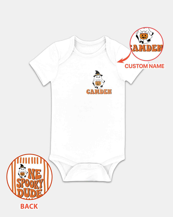 Personalized One Spooky Dude Halloween Birthday Bamboo Bodysuit