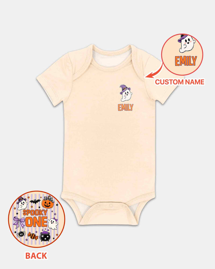 Custom Name Spooky One First Halloween Bamboo Bodysuit