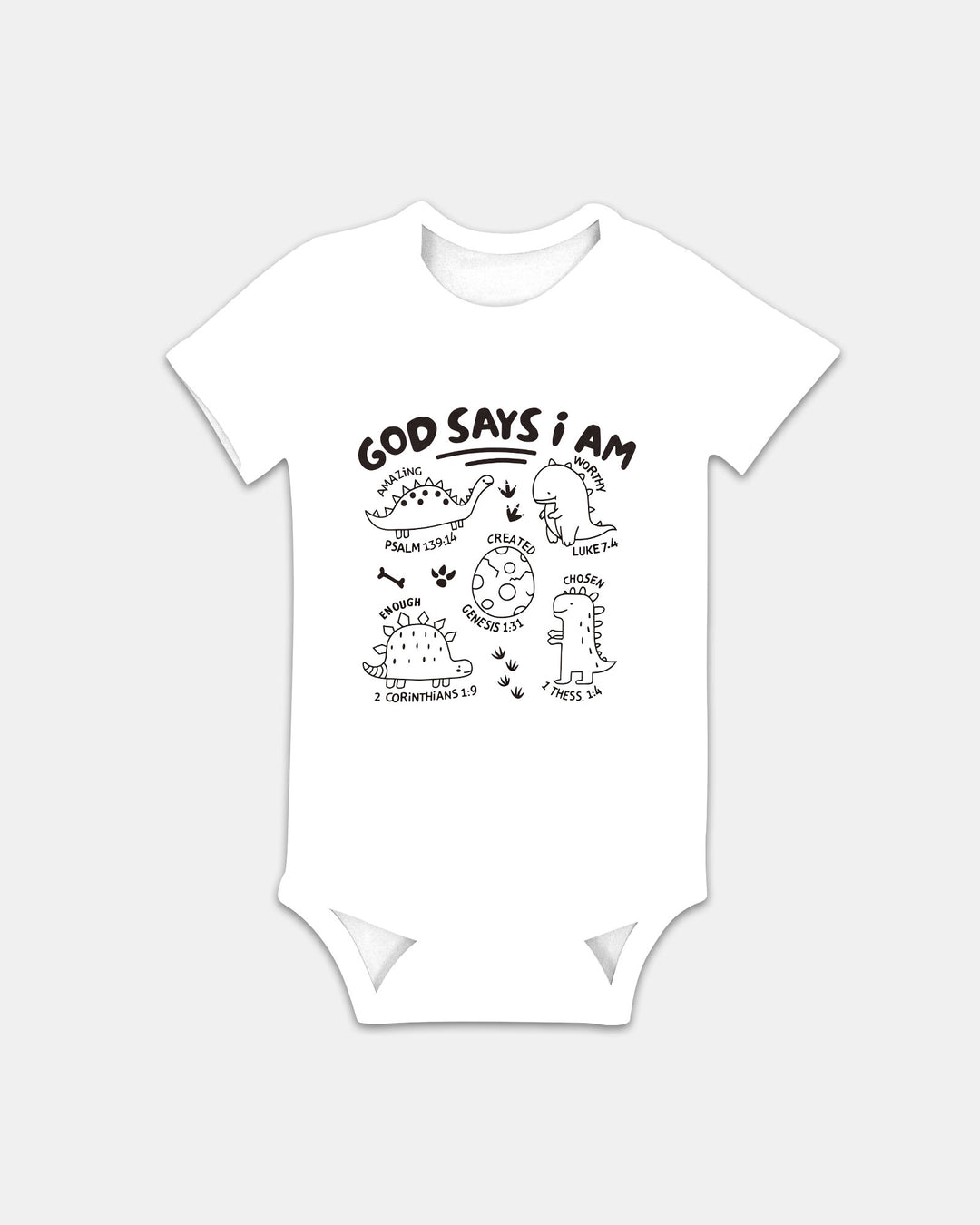 God say i am Dinosaur Bamboo Bodysuit