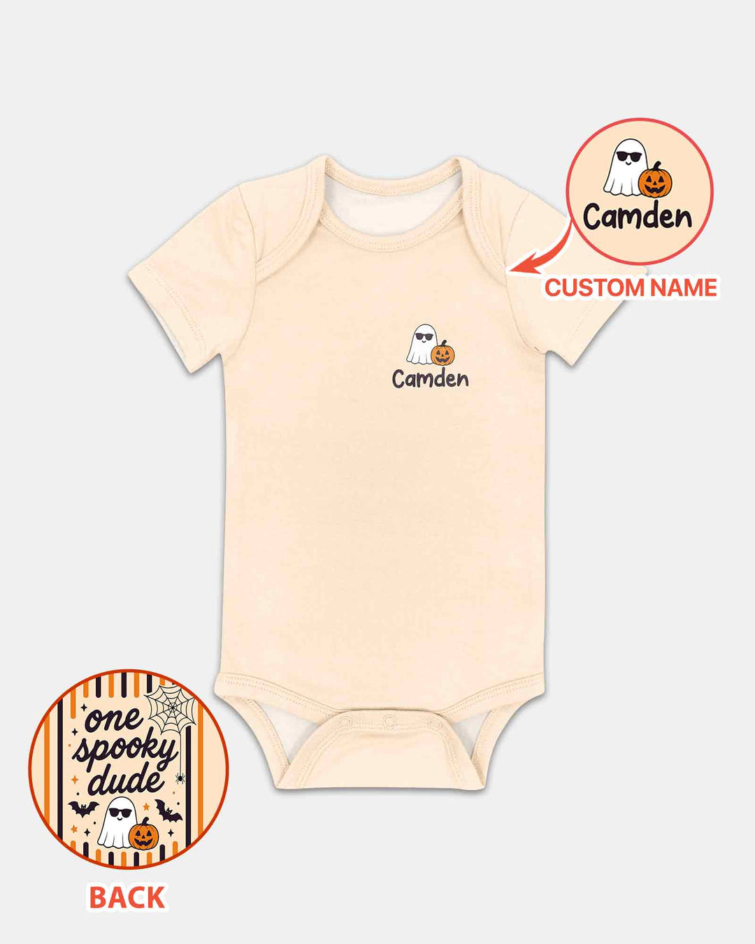 Personalized One Spooky Dude Halloween Ghost Pumpkin Bamboo Bodysuit